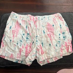 Pink and Blue tie dye linen shorts